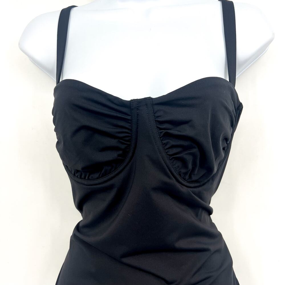 SEAFOLLY Women's Underwire One Piece Swimsuit Size 2 Black Ruched NWT - Picture 6 of 12